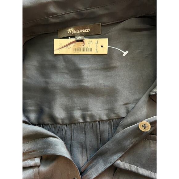 Madewell Women's Button-Front Utility Shirtdress in Satin Deep Indigo Size Small - Picture 10 of 16